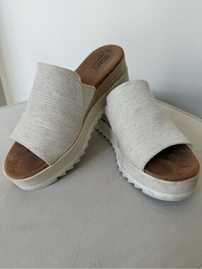 TOMS Diana Mule Canvas Slide Platform Sandals Ortholite Size 8